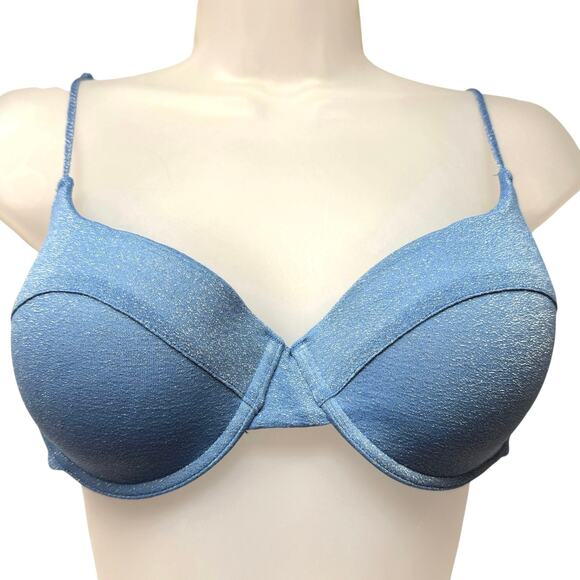 Triangl Bikini Top Bottom Marina Cup Sz Extra Large 12 14 Blue Sparkle Metallic - Picture 2 of 11